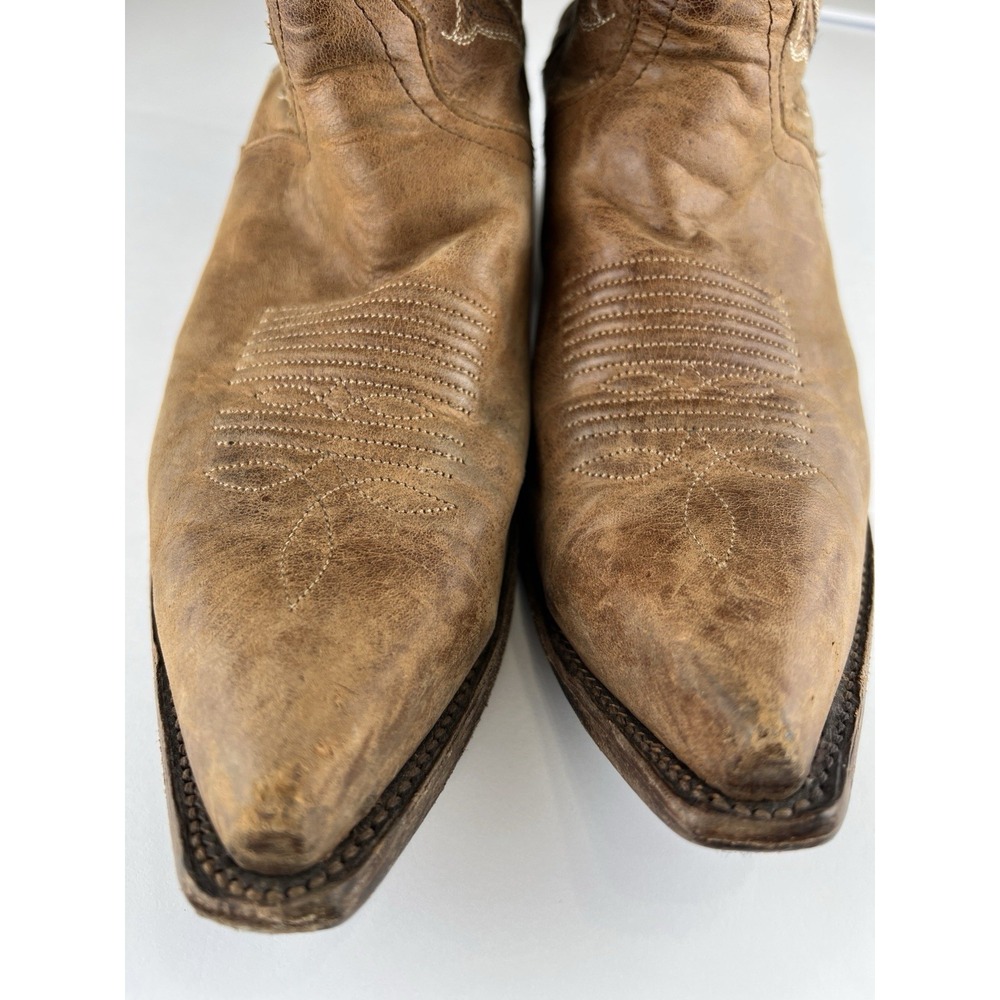 Vintage Nocona Cowboy Boots Women Size 7.5 B Brown Leather Snip Toe Style 5015 - Picture 2 of 16